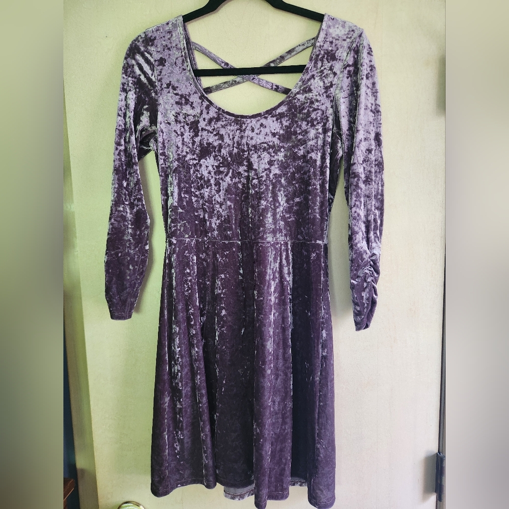 Elegant Purple Mini Velvet Dress